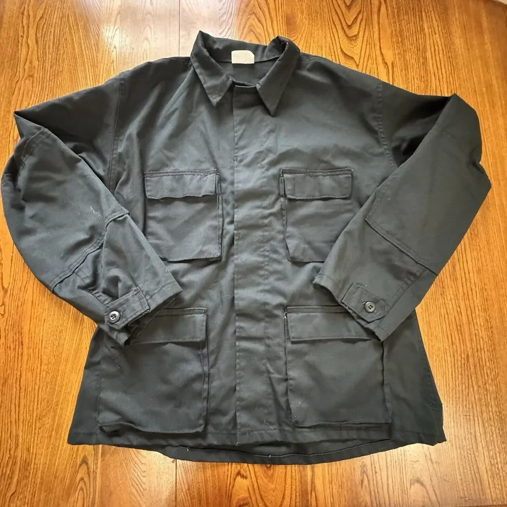 Military Black Long Sleeve Shirt‎ Jacket 8415-01-084-1748 Men's Size Large Reg